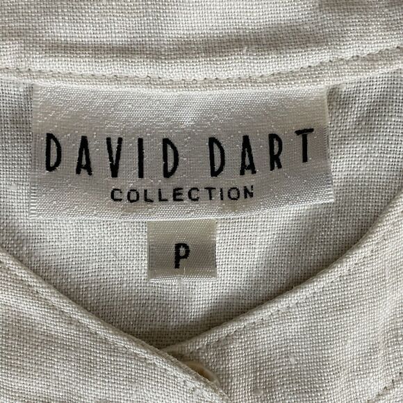 David Dart 100% Linen Button Closure Blouse Women's Size P Beige Pocket Vintage - Picture 5 of 12